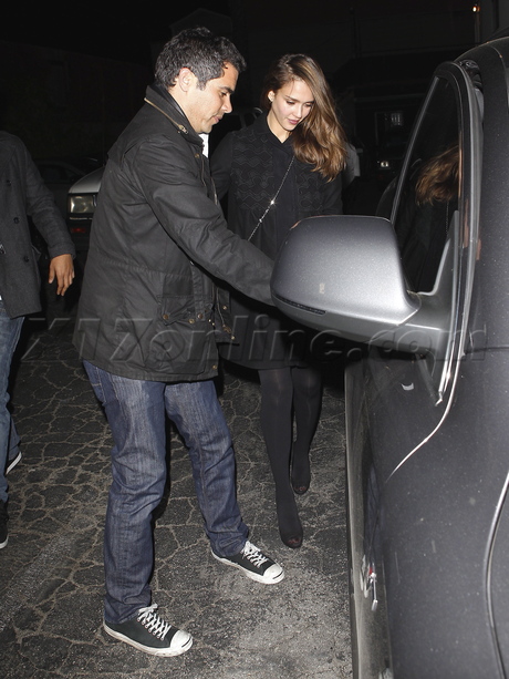 Jessica Alba  cash warren dinner denim jacket Matsuhisa 