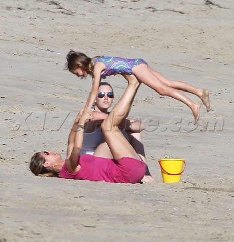 Heidi Klum son mohawk beach shorts sunglasses