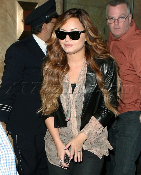 nyc Demi Lovato jacket long hair disney extensions sunglasses