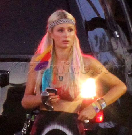 Paris Hilton Coachella pink bra 