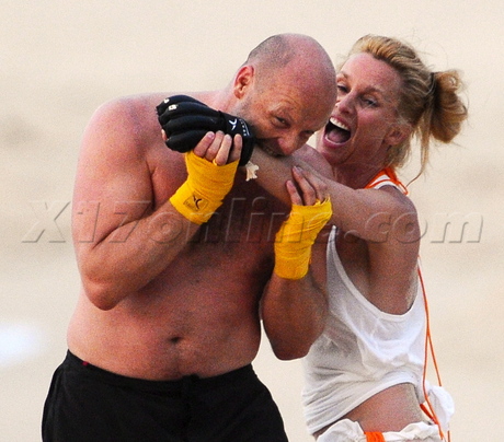 Nicollette Sheridan beath boxing martial arts beach st bart bikini cardio lawsuit France 