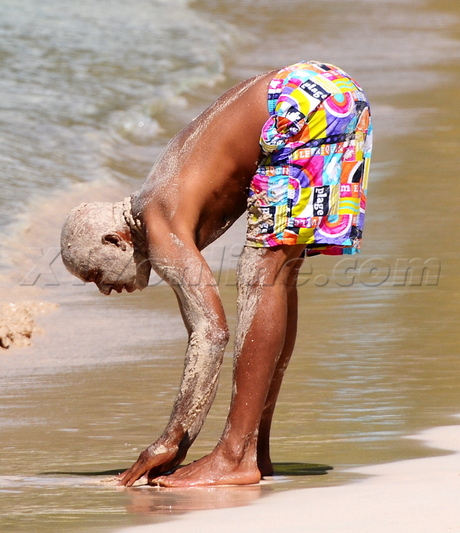 Russell Simmons ocean water beach yoga EXCLUSIVE 