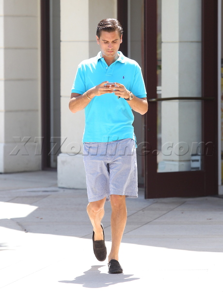 Scott Disick aqua blue stripes Calabasas Ferrari 