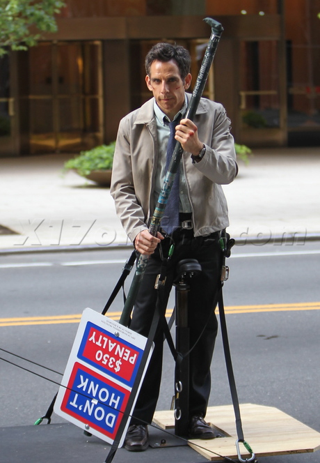 Ben Stiller filming bruised bThe Secret Life of Walter Mitty 