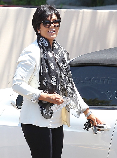 Kim Kardashian Khloe sunglasses heels Kris Jenner  skull scarf bentley 