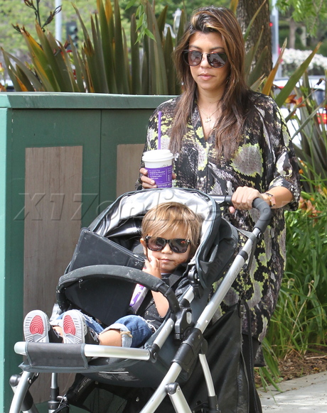 sunglasses Kourtney Kardashian stroller coffee pregnant