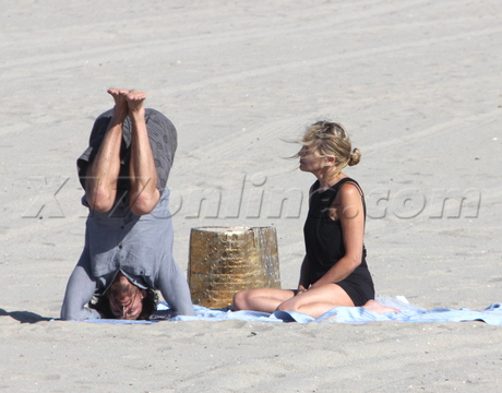 Sharon Stone beach hat yoga cellulite sunglasses 