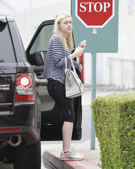 no make up Dakota Fanning stripes car bloated purse 