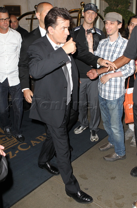 Charlie Sheen Denise Richards sequins dress tan suit sam sheen lola sheen