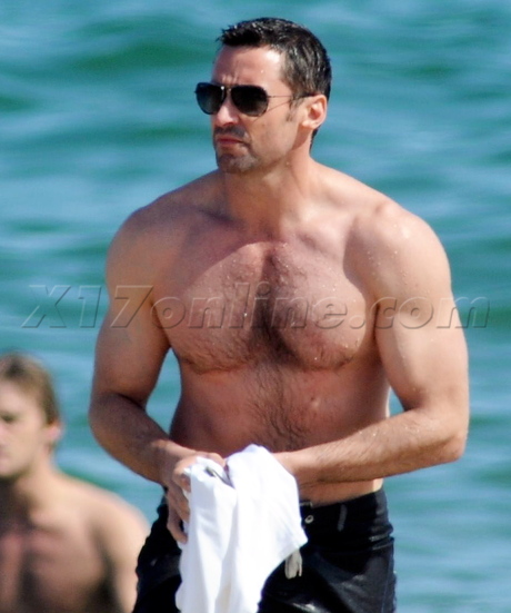 Hugh Jackman wolverine muscles sunglasses beach spain barcelona x-men