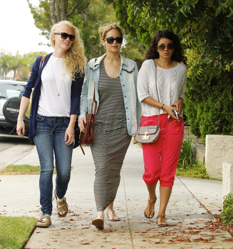 Jennifer Lawrence hunger games sunglasses dress jacket santa monica 