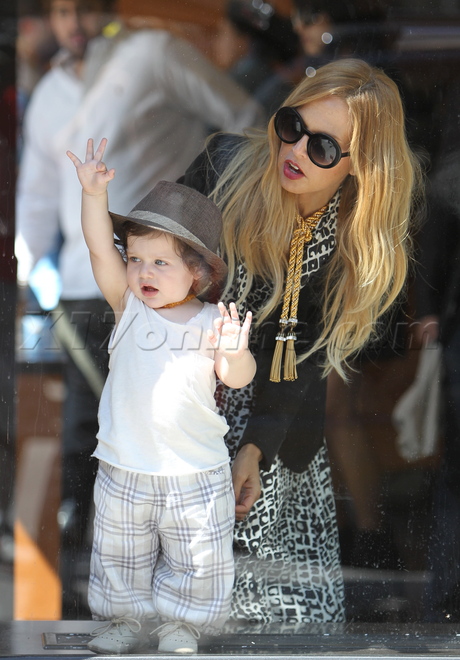 skirt heels sunglasses Rachel Zoe baby hat 