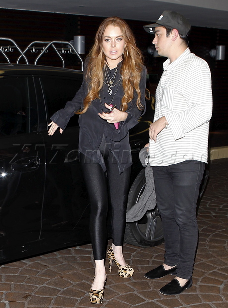 Lindsay Lohan heels leopard heels red hair necklace set film 