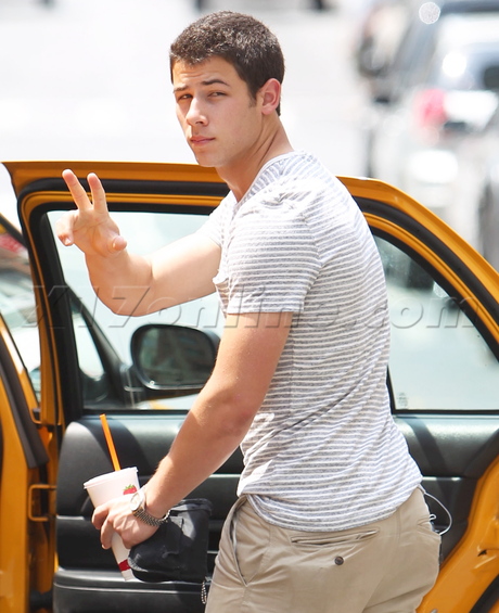 Nick Jonas jamba juice shorts muscles cab nyc