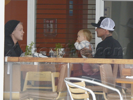 Pink tattoos eating food knit cap willow baby 