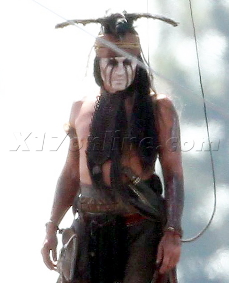 Johnny Depp tonto the lone ranger set filming movie
