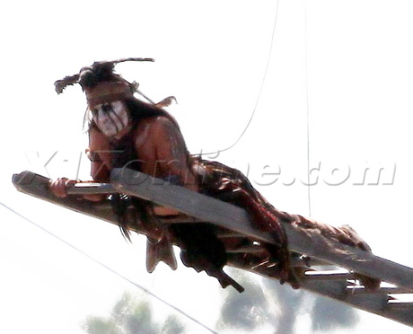 Johnny Depp tonto the lone ranger set filming movie 