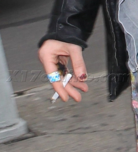 sunglasses weird Macaulay Culkin leather jacket painted nails paint ray ban jeans 