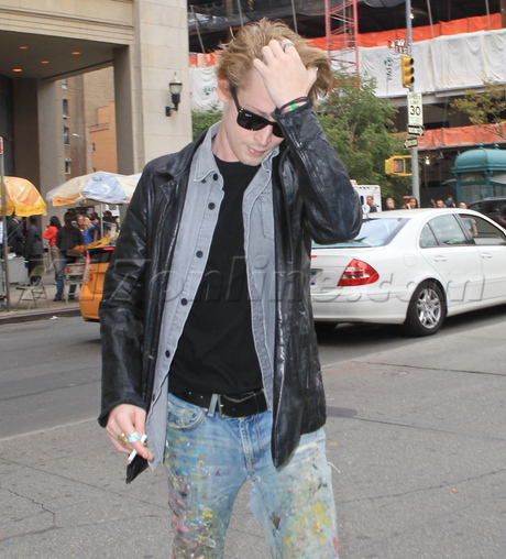 sunglasses weird Macaulay Culkin leather jacket painted nails paint ray ban jeans