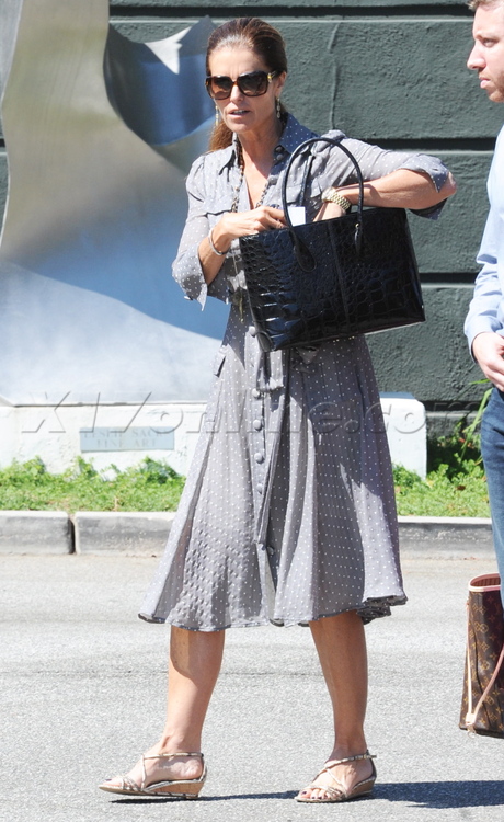 Maria Shriver sunglasses tavern dress flats