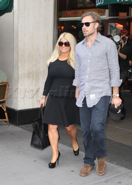 blonde legs weight loss baby jessica simpson singer eric johnson Fiorello's Roman Cafe Cafe Fiorello sunglasses heels denim button up