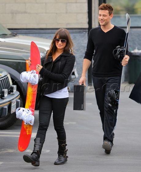 West Hollywood Lea Michele, Cory Montieth Burton snowboards 