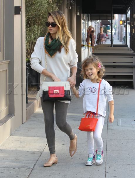 Jessica Alba scarf sunglasses tights mermaid 