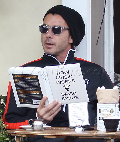 Gavin Rossdale beanie sunglasses reading david byrne talking heads 