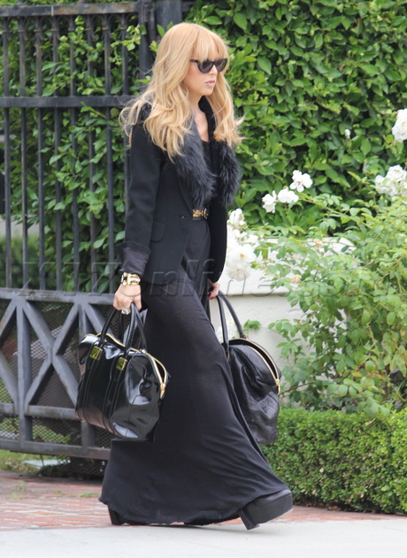 Rachel Zoe fake fur black sunglasses maxi skirt
