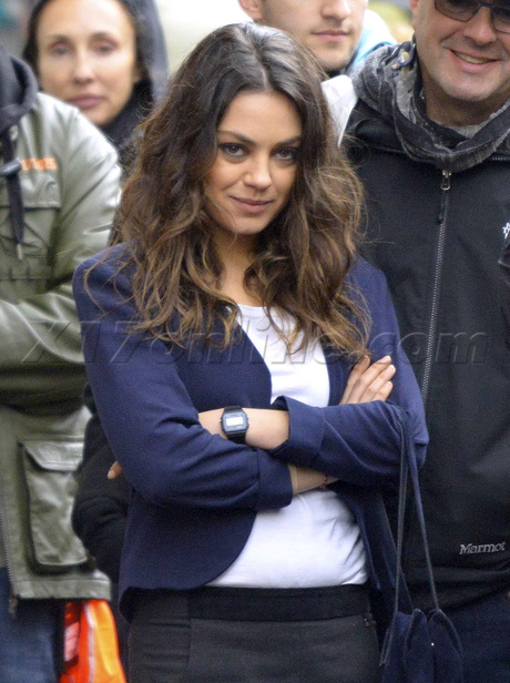 Mila Kunis rome italy paul haggis cell phone mad angry smile jacket subway 