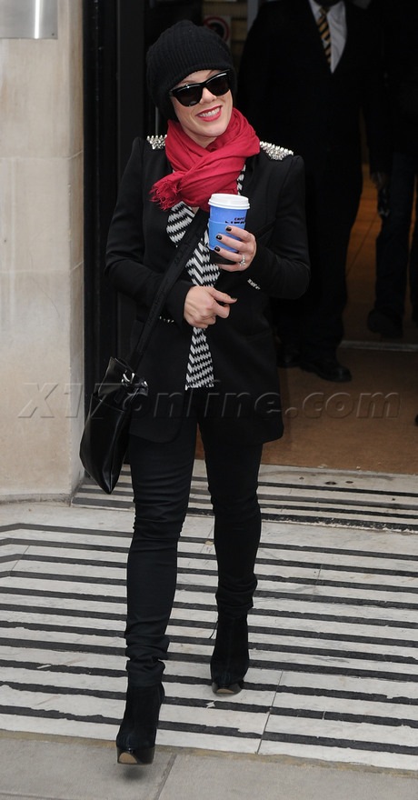Pink singer london radio two jacket boots scarf 