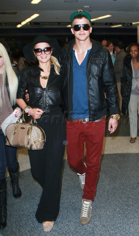 sunglasses Paris Hilton airport lax hat  River Viiperi  leather jacket 