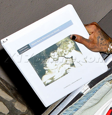 Hollywood sunglasses Amber Rose  pink  pink purse striped dress pregnant home birth funky shades 