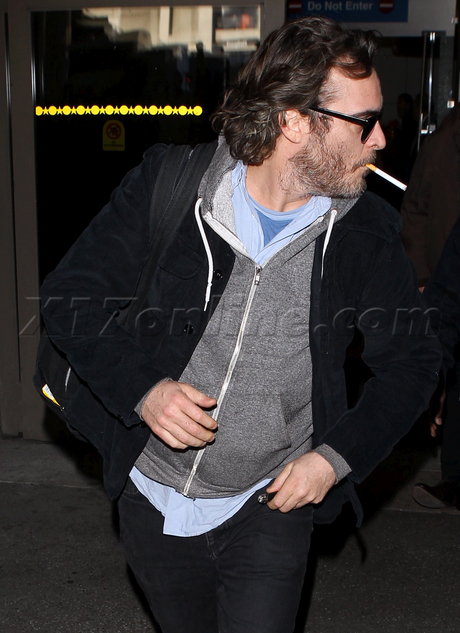 Joaquin Phoenix LAX cigarette beard
