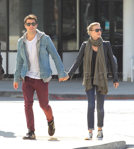 sunglasses Emily VanCamp  Josh Bowman  holding hands color jeans 