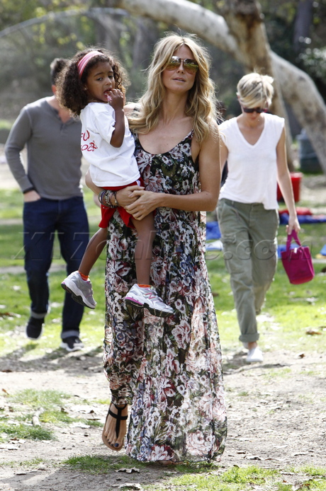 Heidi Klum soccer sunglasses maxi dress 