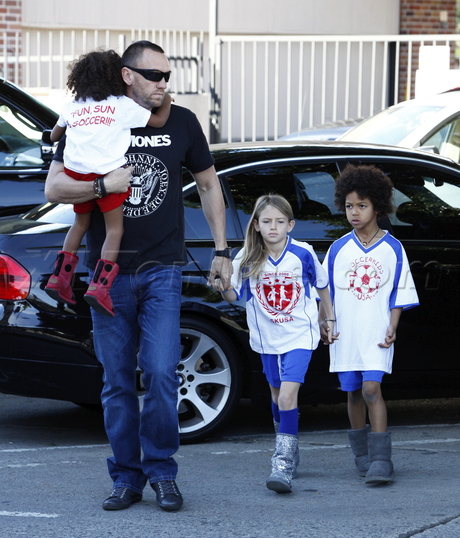 Heidi Klum soccer sunglasses maxi dress 