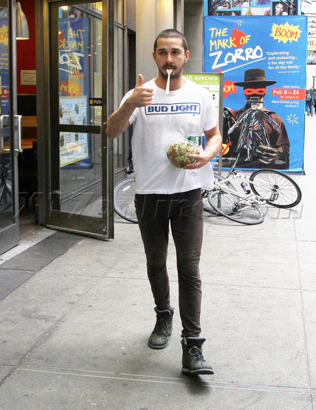 Shia LaBeouf salad nyc beard boots 