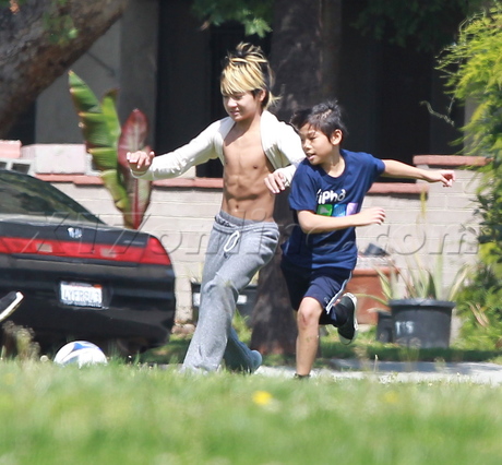Maddox And Pax Jolie Pitt Kick Around The Ball X17 Online X17 Online