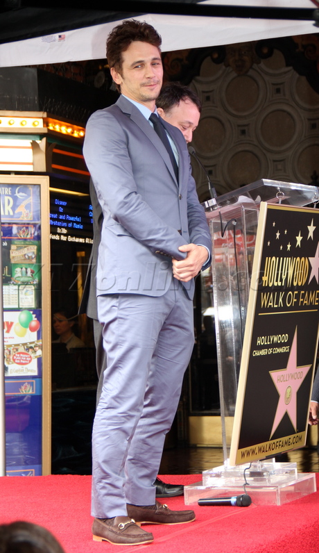 sunglasses  James Franco suit tie walk of fame star autographs 