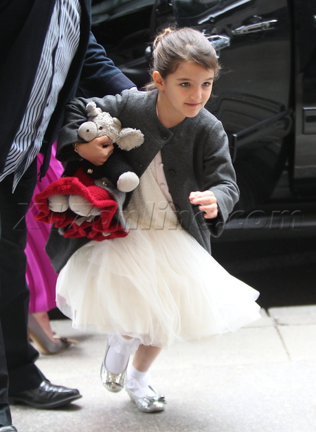 Katie Holmes sunglasses skirt scarf blazer suri