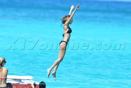 Saint Barth Saint Barths Saint Barts sun beach bikini waves sea American Celebrities sexy Nicole Richie hat tiny black bikini  