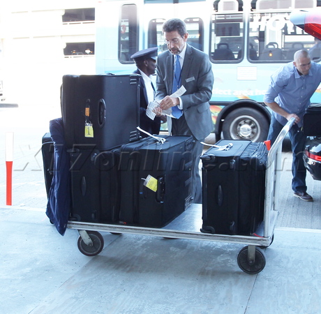 sunglasses Rosie Huntington-Whiteley model leather luggage stripes boots