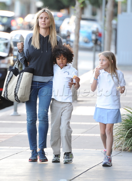 Heidi Klum no make up martin kristen kids  eating 