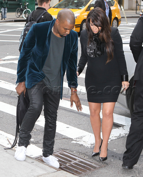 Kanye West Kim Kardashian reality tv blazer nyc hotel legs pregnant