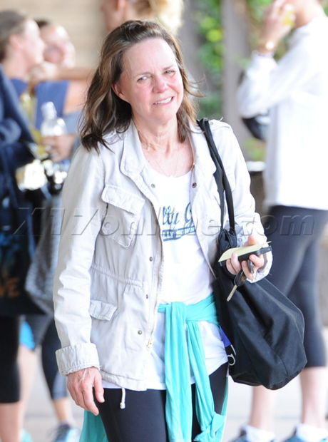 Sally Field  spin class worn out cycle spandex 