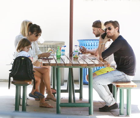 Kourtney Kardashian Scott Disick mason sunglasses short lace malibu studded backpack