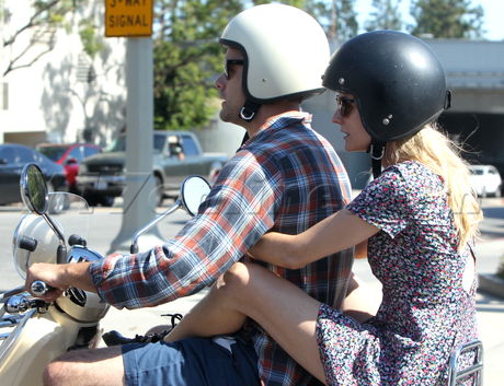 Diane Kruger, Joshua Jackson scooter walk Hollywood Hills Vespa