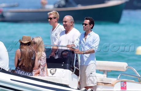 English Celebrities Club 55 Marc Anthony and Chloe Green veil black dress cowboy hat