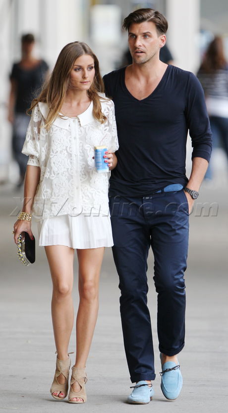 Olivia Palermo  Johannes Huebl white lace coconut water 